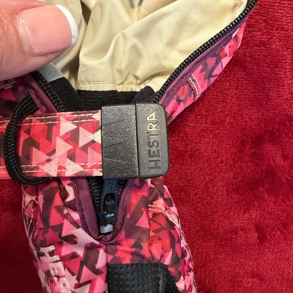 Hestra Kids Primaloft Insulated Winter Mittens‎ Pink Red Geometric Print Size 5